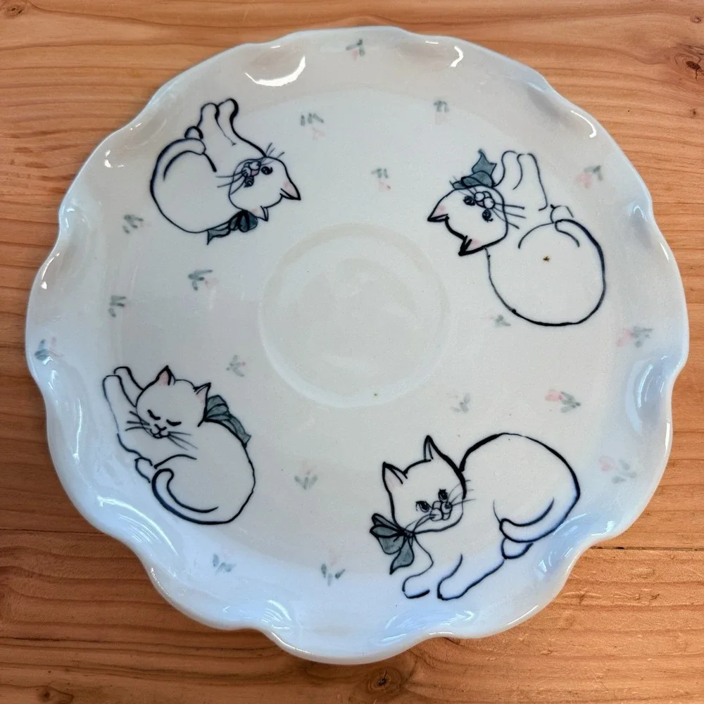 Hand Painted Cat Plate Signed Artist 11.5